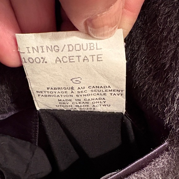 Neiman Marcus Dark Blue Wool Trench Coat with Gray Collar - Picture 7 of 8